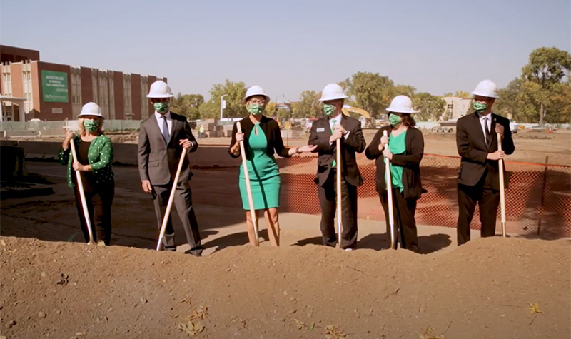 DeAnna Carlson Zink and administrators break ground on Nistler College of Business and Public Administration