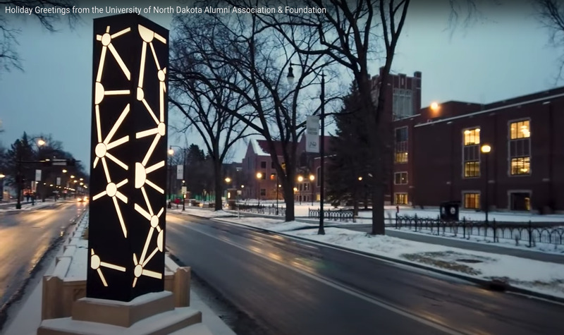 Light pillar on University Avenue