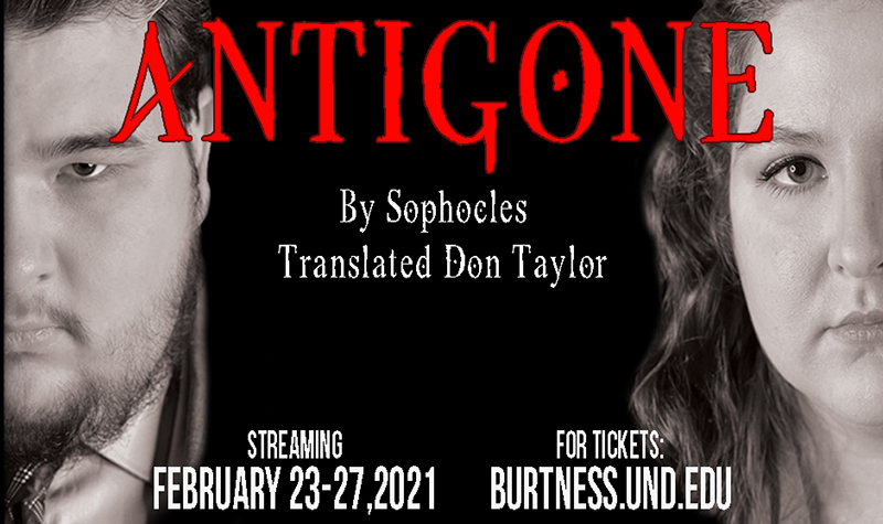 Flyer for Antigone by Sophocles translated by Don Taylor
