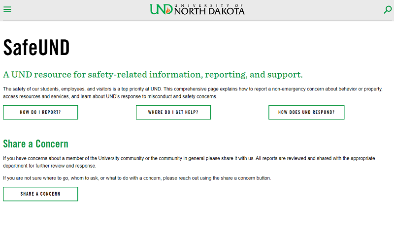 Screenshot of SafeUND website