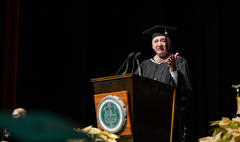 Hal Gershman speaks at commencement