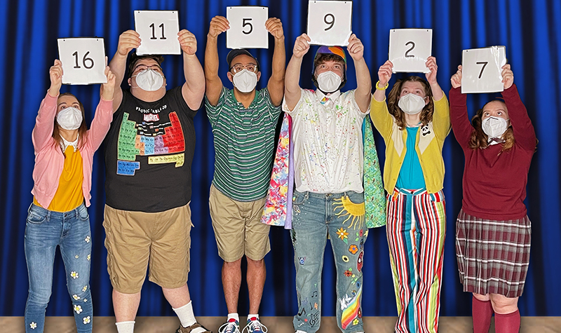 Cast hold paper signs with numbers