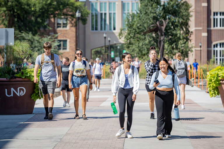 Students walking on campus