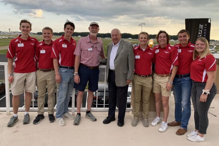 Group of UND students with Chuck Ahearn and Clay Lacy
