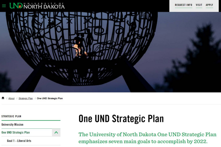 Web screenshot of strategic plan website