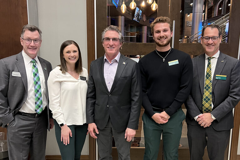 Student body presidents and presidents of UND and NDSU with governor