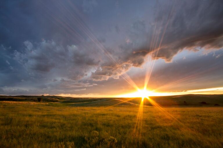 Sunset over plains