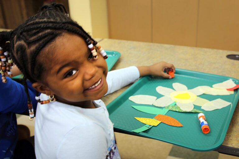 Girl doing flower art