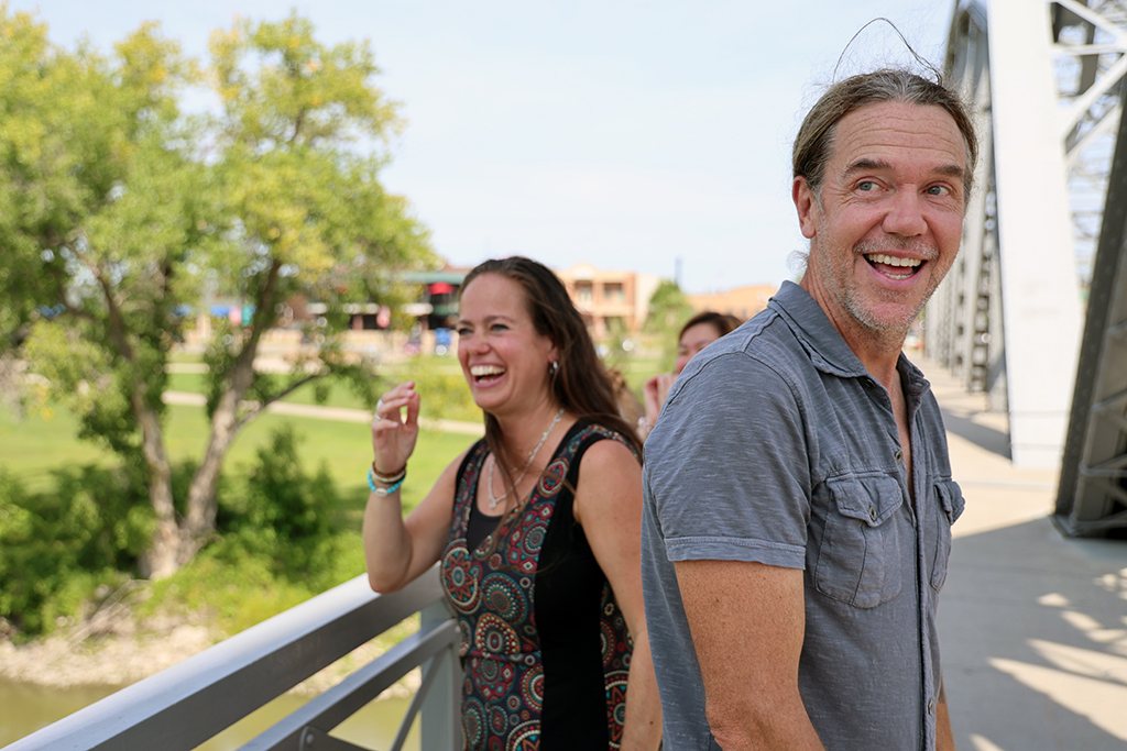 Julie Robinson and Joshua Hunter laughing