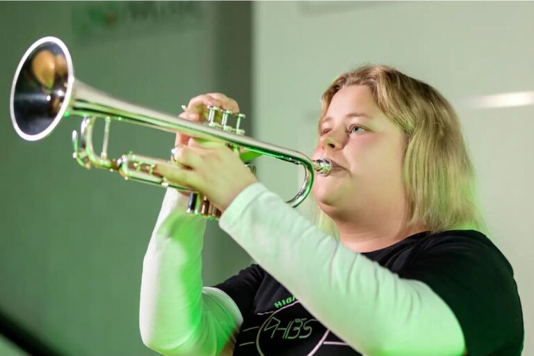 Hannah Thorlakson playing trumpet