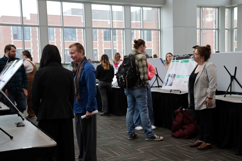 crowd at research event