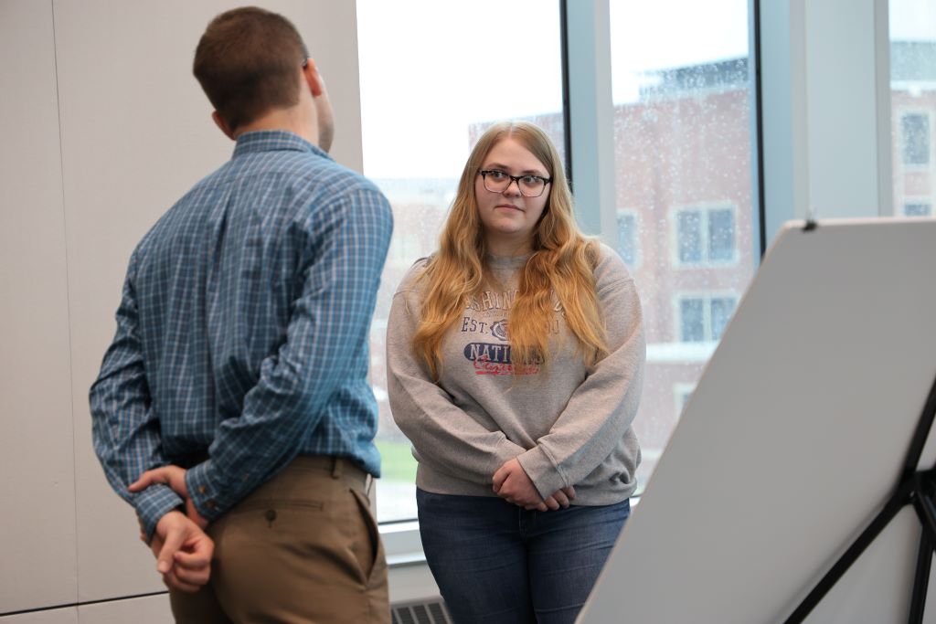 students talking