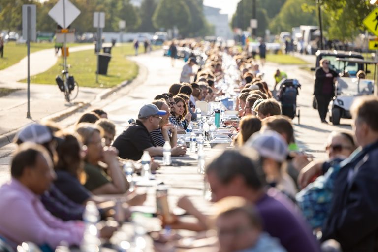 Attendees at longest table event