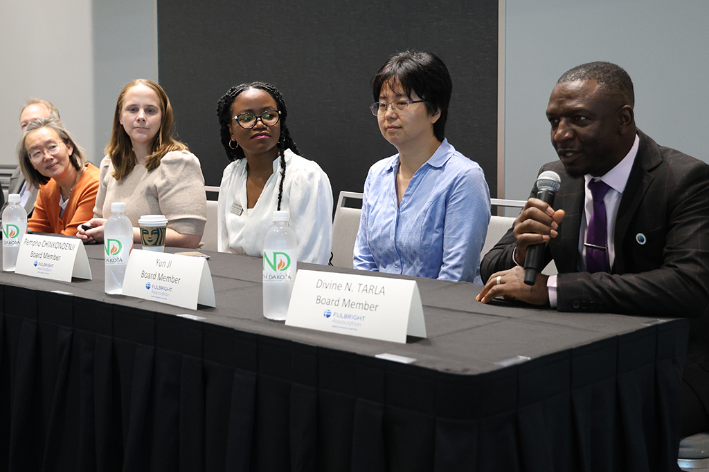 Divine Tarla speaks at Fulbright event.