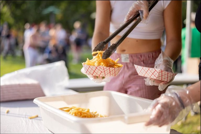 French fries being served