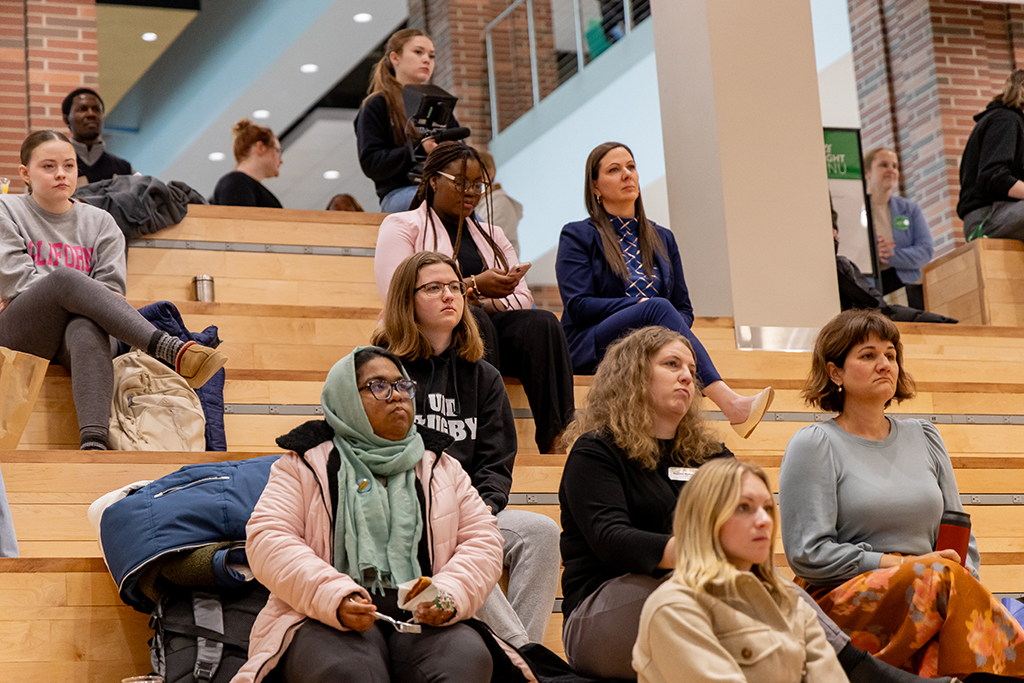 Crowd of listeners at Experience Spotlight event in UND Memorial Union.