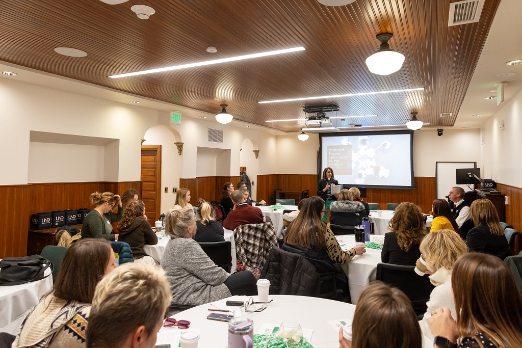 Gathering of Teaching & Leadership master’s program students in Gershman Graduate Center on campus