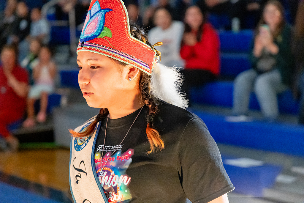 Walutawi Herman models with beaded crown.