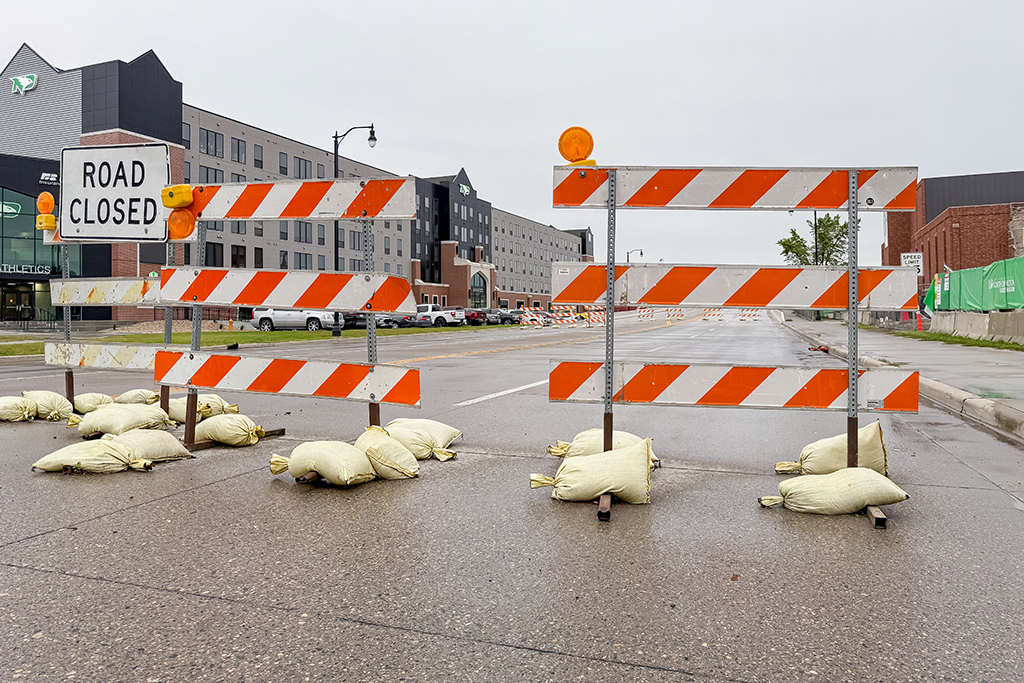 Road closure signs shown on Columbia Road looking south on Aug. 17, 2025.