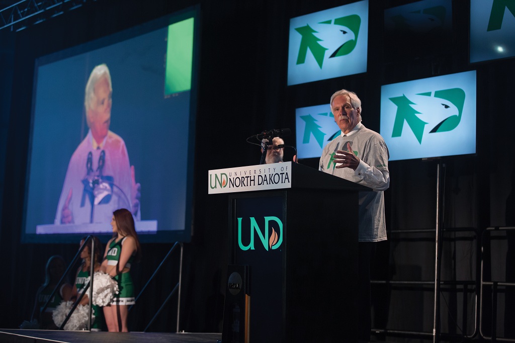 Then-Interim President Ed Schafer delivering speech