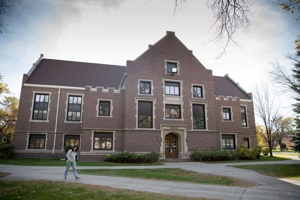 Old Montgomery Hall stood for many decades on the site where the current Nistler College of Business & Public Administration now stands.