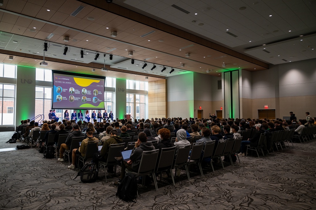 Audience listens at UND's Faces of the Industry Summit.