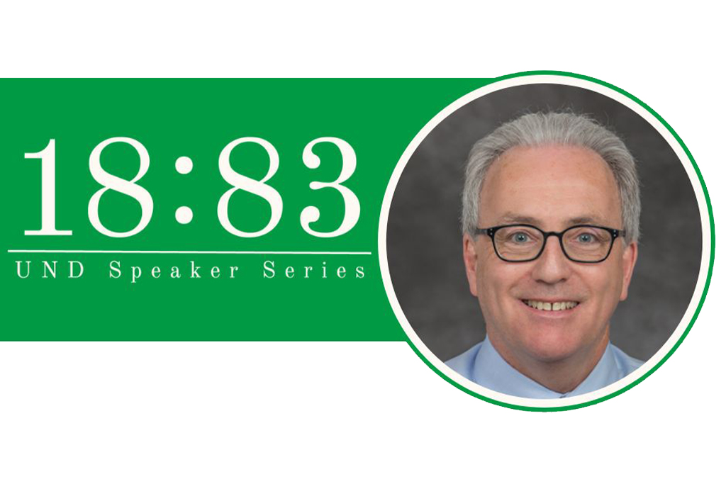 Headshot of Patrick O'Neill with text: 1883 speaker series