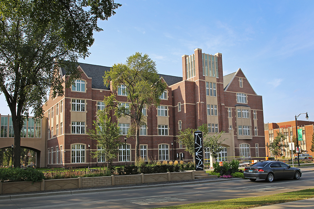 View of Nistler Hall exterior from University Avenue