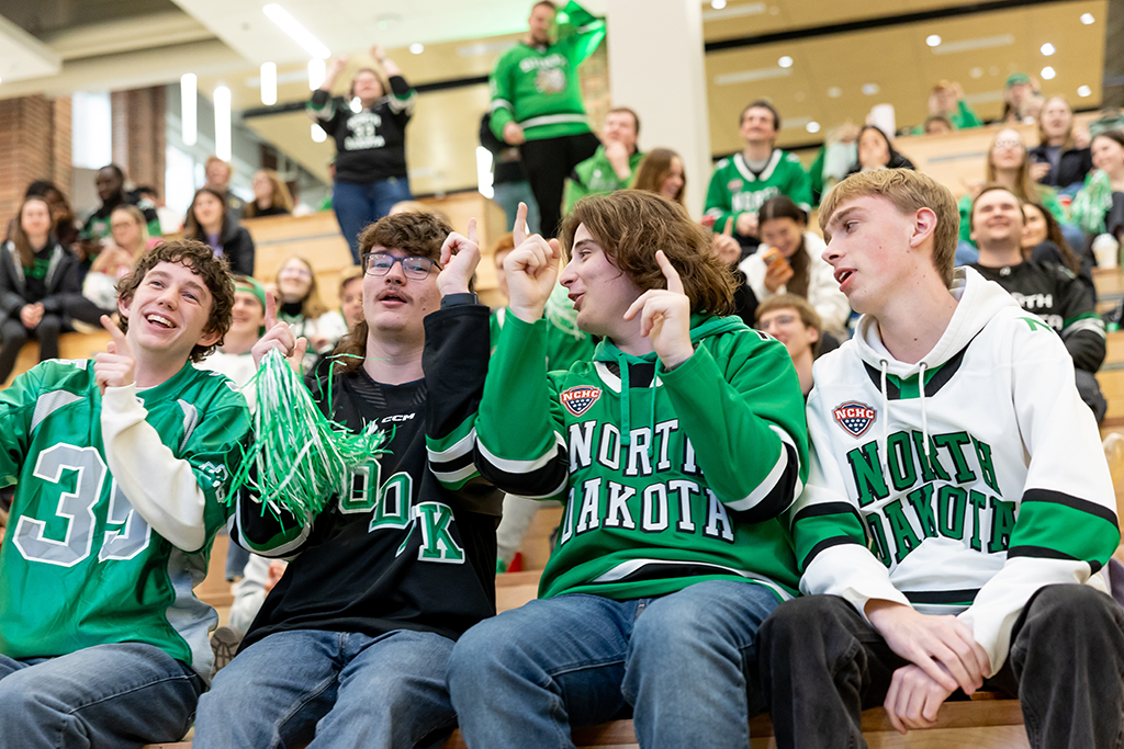 students react to a hockey game