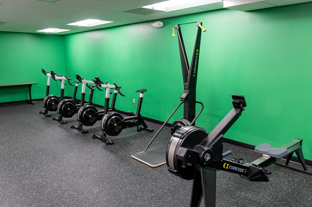 Lineup of exercise machines