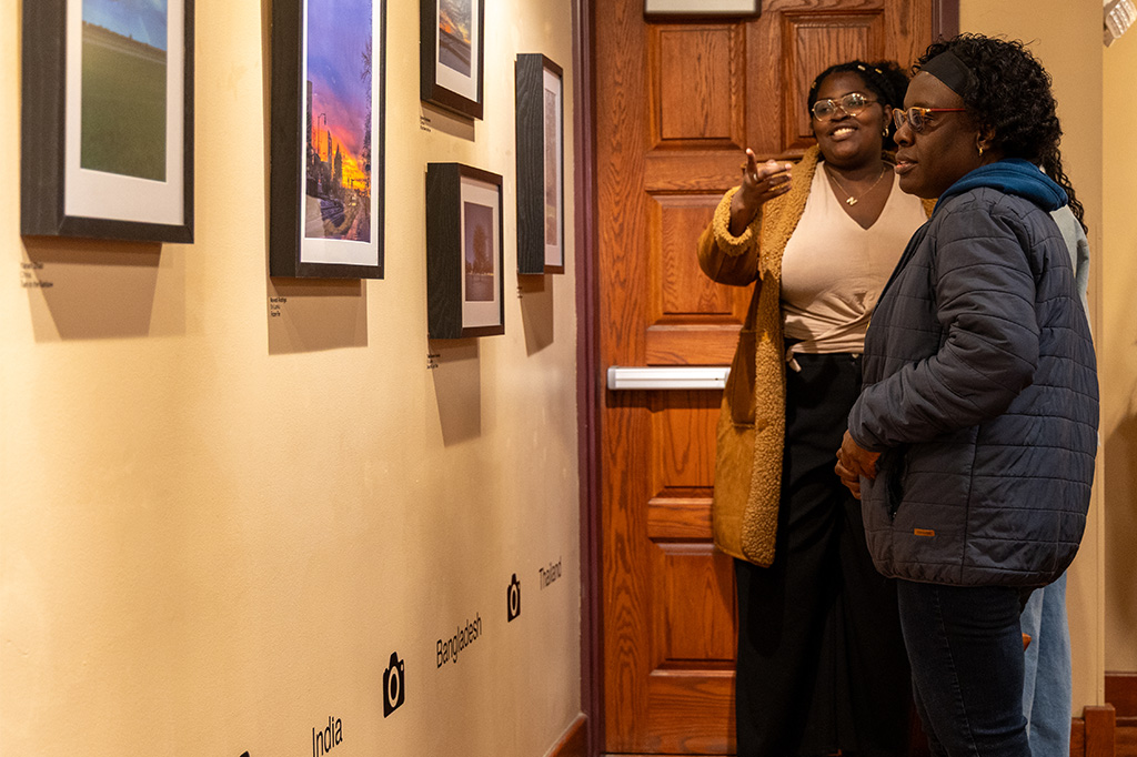 attendees at art exhibit