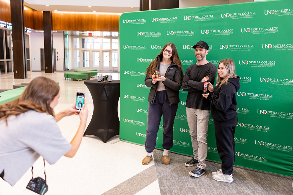 Students and CEO gather