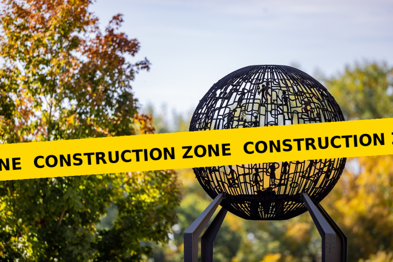 Eternal Flame art, overlaid by construction tape.