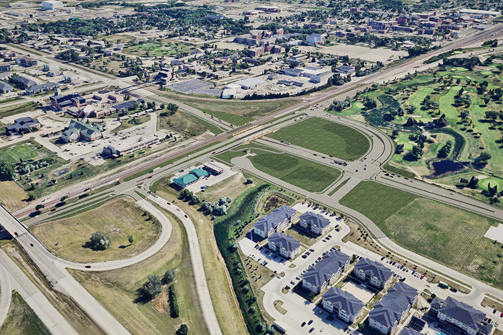 Rendering showing aerial view of future intersection of DeMers Avenue and 42nd Street
