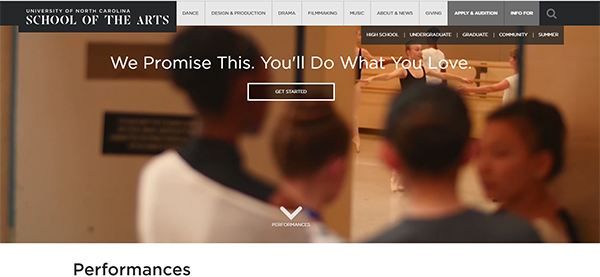 University of North Carolina School of the Arts home page